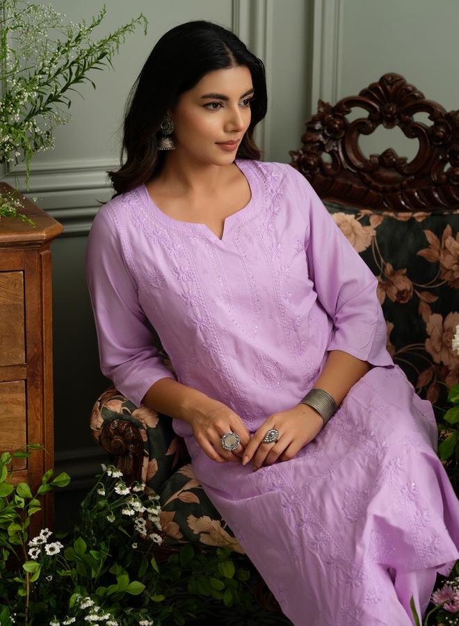 دي دبليو طقم منسق من كورتا مطرزة بنقوش إثنية وبنطال للنساء - Image 4